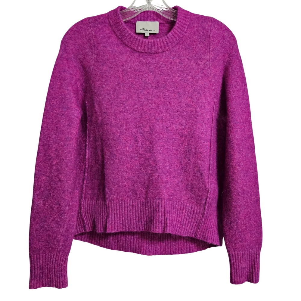 3.1 Phillip Lim Sweater Women S Magenta Wool Alpaca Blend Crewneck High-Low Knit